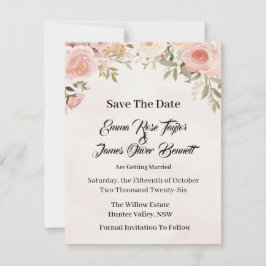 Romantische bloemige 'Save the Date'-kaart Save The Date