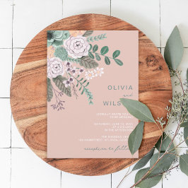 Romantische Bloemige Trouw Blush Groen Kaart