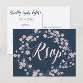 Romantische bloemige trouw-RSVP-ansichtkaarten roz Uitnodiging Briefkaart (Voorkant / Achterkant)