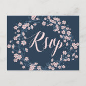 Romantische bloemige trouw-RSVP-ansichtkaarten roz Uitnodiging Briefkaart (Voorkant)