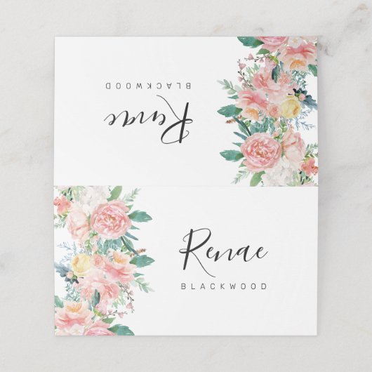 Romantische bloemige trouwbegeleidingskaart, bloem plaatskaartje (Buitenkant ongevouwen)
