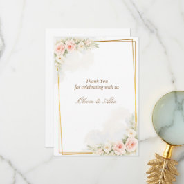 Romantische Bloemige Trouwdetails Kaart Stof Roze