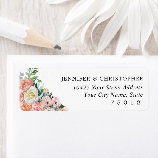 Romantische bloemige waterverf retouradreslabels etiket (Insitu)