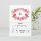 Romantische bloemige waterverf roos krans kaart (Staand voorkant)