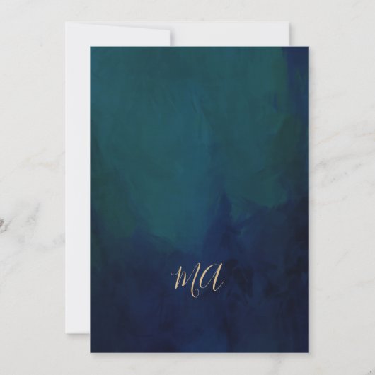 Romantische bloemmotief smaragdgroene gouden bruid kaart (Achterkant)