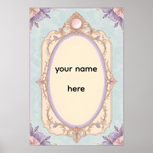 Romantische bloemrijke rand voor vanity poster (Voorkant)