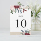Romantische bloemtafel nummertje kaart (Staand voorkant)