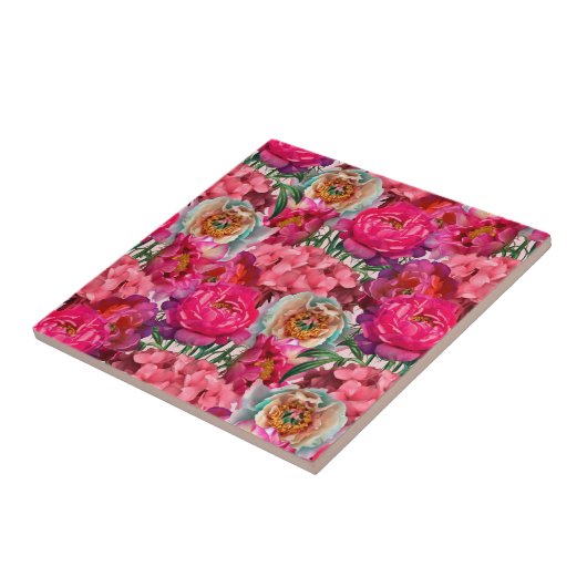 Romantische bloemtuin tegeltje (Zijkant)