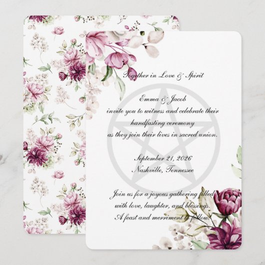 Romantische Bloom Bloemen Peony Pentacle Kaart (Voorkant / Achterkant)