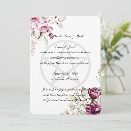 Romantische Bloom Bloemen Peony Pentacle Kaart (Staand voorkant)