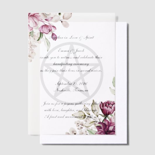 Romantische Bloom Bloemen Peony Pentacle Vellum Uitnodigingen (Offset)