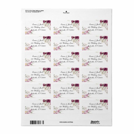 Romantische Bloom Floral Peony Etiket (Full Sheet)