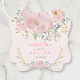 Romantische Bloom Zacht Roze Goud Bloemen Pioen Br Bedankjes Labels