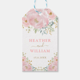 Romantische Bloom Zachte Pastel Roze Waterverf Blo Cadeaulabel