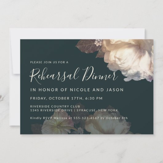 Romantische Blooms Elegant repetitie diner Kaart (Voorkant)