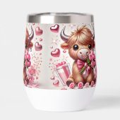 Romantische Blooms Highland Koe Stemless Wine Tumb (Achterkant)