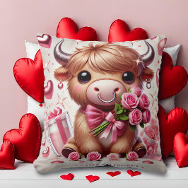 Romantische Blooms Highland Koe Valentijns Kussen