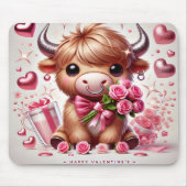 Romantische Blooms Highland Koe Valentijns Muismat (Voorkant)