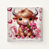 Romantische Blooms Highland Koe Valentijns Notitieboek (Achterkant)