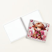 Romantische Blooms Highland Koe Valentijns Notitieboek (Binnen)