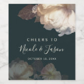 Romantische Blooms Luxe bloemenbruiloft Wijn Etiket (Enkel label)