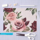 Romantische Blooms Waterverf Rozen Bourgogne Tissuepapier (Craft)
