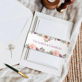 Romantische blos bloemenbruiloft uitnodigingen wikkel