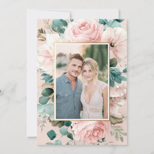 Romantische blos bloemensave the date kaart (Achterkant)