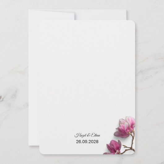 Romantische blos en herfst botanische bruiloft uit kaart (Achterkant)