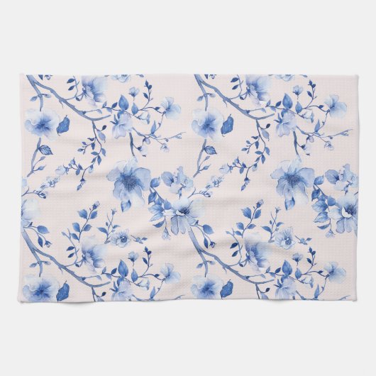 Romantische blos roze bloemige bruidsmeerschouw theedoek (Horizontaal)