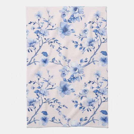 Romantische blos roze bloemige bruidsmeerschouw theedoek (Verticaal)