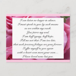 Romantische Blos Roze Bloemige Jane Austen Liefdes Briefkaart