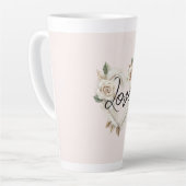 Romantische Blos Rozen Veren Hart Liefde Latte Mok (Linkerhoek)