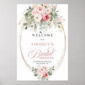 Romantische blos rozengoud boho bruidsshower welko poster (Voorkant)