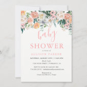 Romantische blozende bloemen baby shower uitnodigi kaart (Voorkant)
