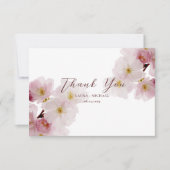 Romantische blozende roze kersenbloesems bedankkaart (Voorkant)