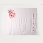 Romantische Blozende Roze Pioenrozen Wandkleed (Voorkant (horizontaal))