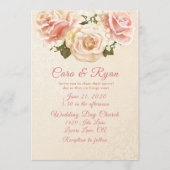 Romantische Blozende Roze Rozen Elegante Bruiloft Kaart (Voorkant)