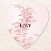 Romantische Blozende Roze Rozenblaadjes Kartonnen Onderzetters (Voorkant)