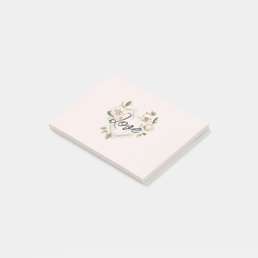 Romantische Blozende Rozen Veren Hart Liefde Post-it® Notes (Schuin)