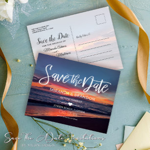 Romantische Blue Beach bruiloft Save the Date Aankondigingskaart