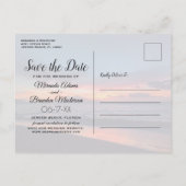 Romantische Blue Beach bruiloft Save the Date Aankondigingskaart (Achterkant)