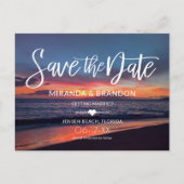 Romantische Blue Beach bruiloft Save the Date Aankondigingskaart (Voorkant)