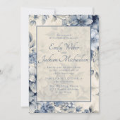 Romantische Blue Cream  Bloemen Huwelijk Kaart (Voorkant)