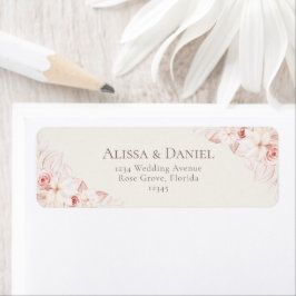 Romantische Blush Beige en roze Floral Adreslabel Etiket
