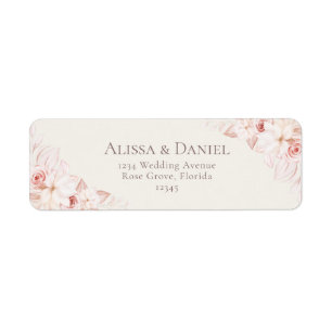 Romantische Blush Beige en roze Floral Adreslabel Etiket