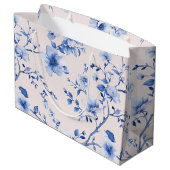 Romantische Blush Blau Bloemig Bruiloftsfeest Groot Cadeauzakje (Achterkant Gekanteld)
