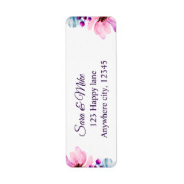 Romantische Blush & Blauwe bloemen Bruiloft Uitnod Etiket