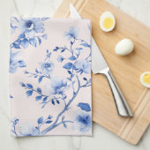 Romantische Blush Blauwe Bloemige Bruids-Shower Theedoek (Quarter Fold)