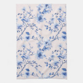 Romantische Blush Blauwe Bloemige Bruids-Shower Theedoek (Verticaal)